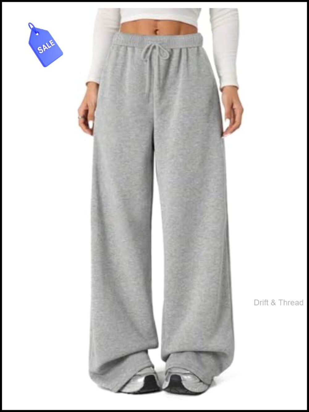 Women's Fleece Wide Leg Sweatpants Baggy Lounge Pants with Pockets